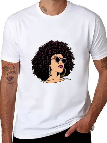 Afro Woman Graphic Tee - Stylish Black T-Shirt