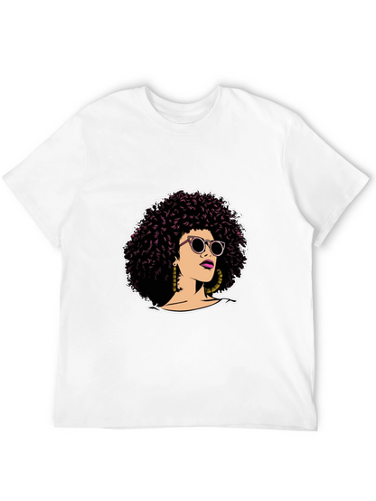 Afro Woman Graphic Tee - Stylish Black T-Shirt