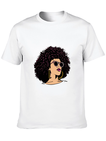 Afro Woman Graphic Tee - Stylish Black T-Shirt