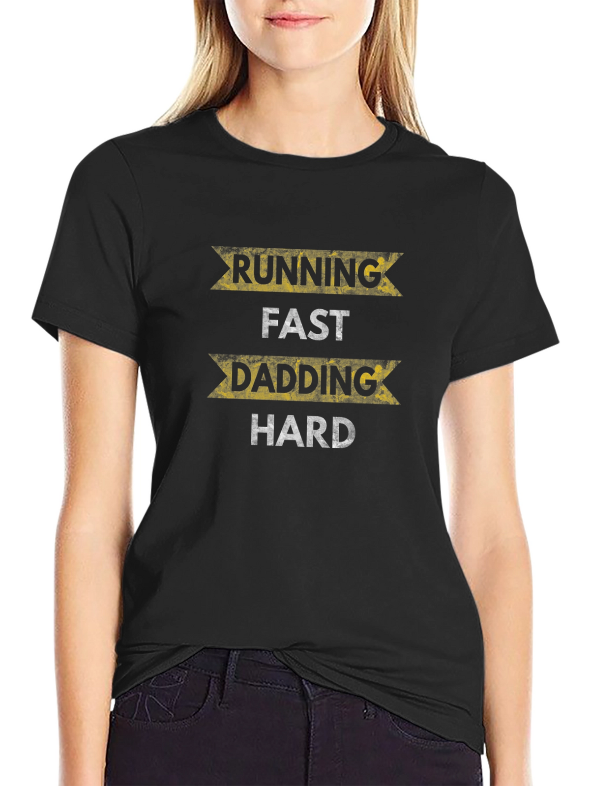 Running Fast Dadding Hard Black T-Shirt