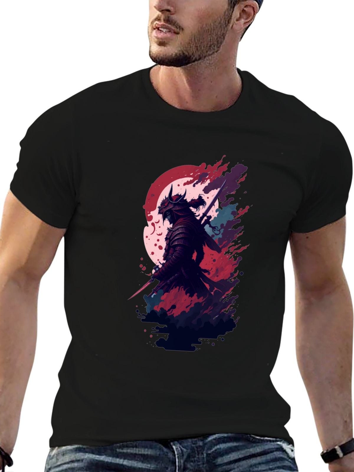 Samurai Graphic Black T-Shirt