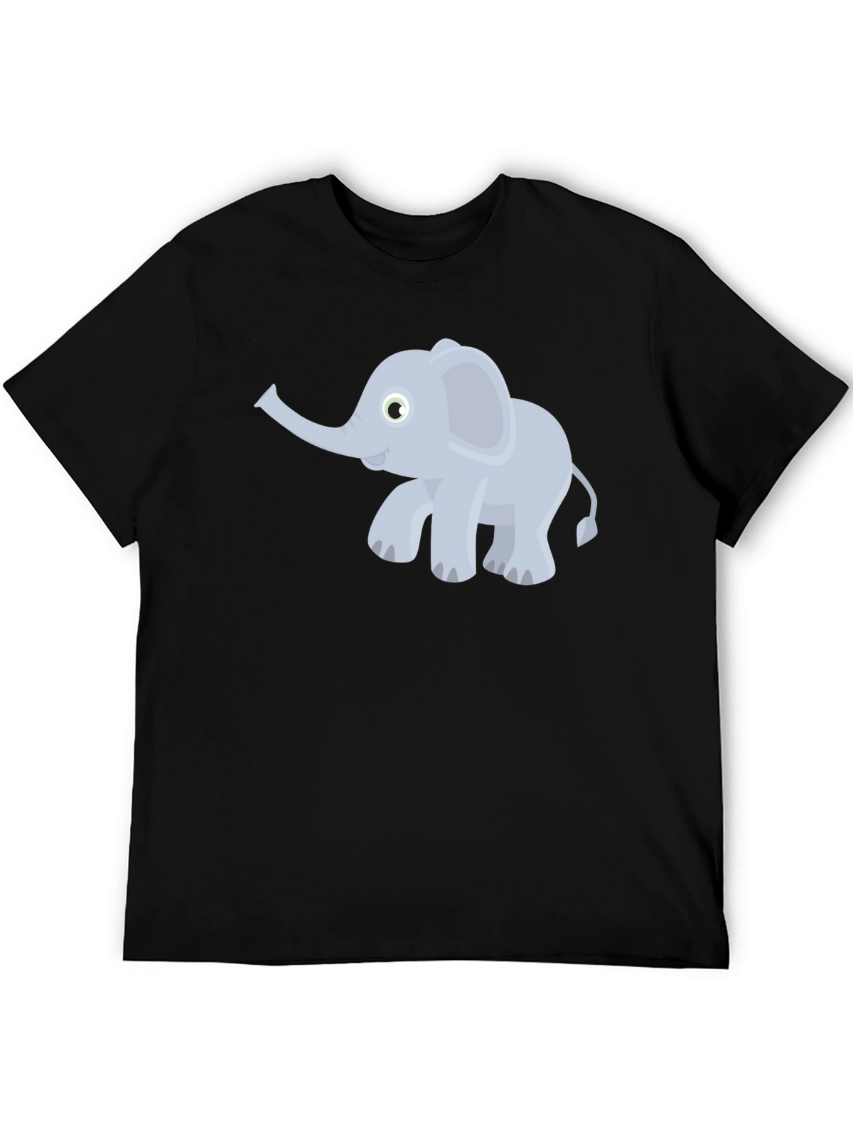 Elephant Cartoon Graphic Tee - Black