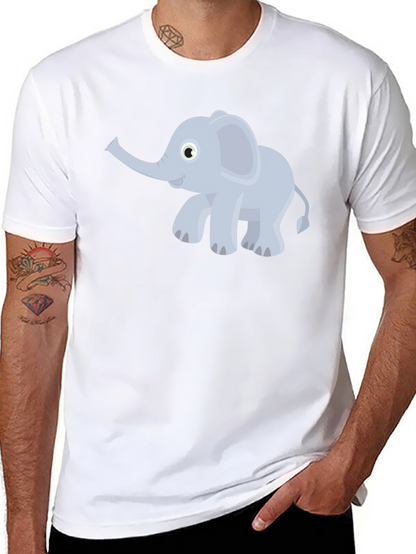 Elephant Cartoon Graphic Tee - Black