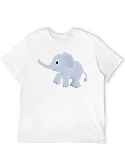 Elephant Cartoon Graphic Tee - Black