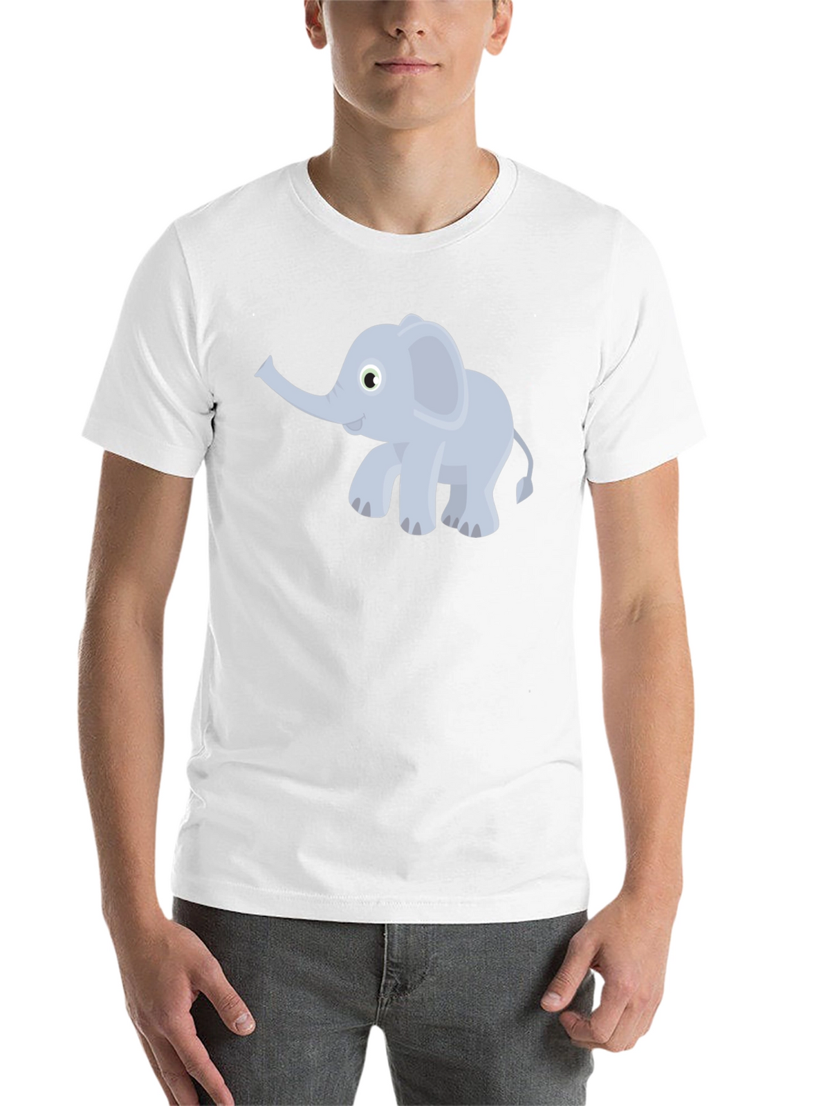 Elephant Cartoon Graphic Tee - Black