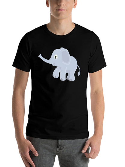 Elephant Cartoon Graphic Tee - Black