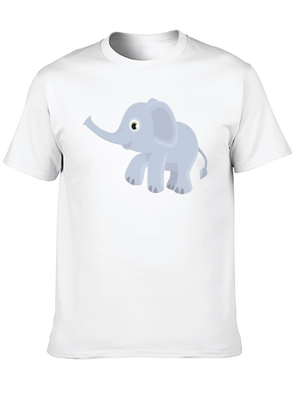 Elephant Cartoon Graphic Tee - Black