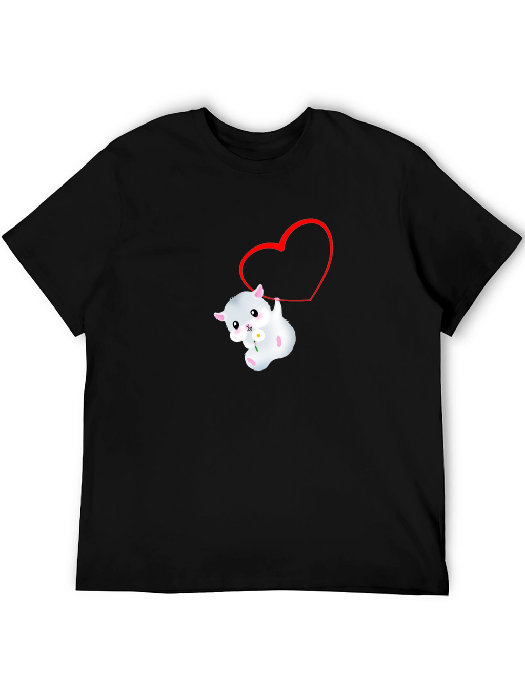 Cute Hamster Heart Graphic Black T-Shirt