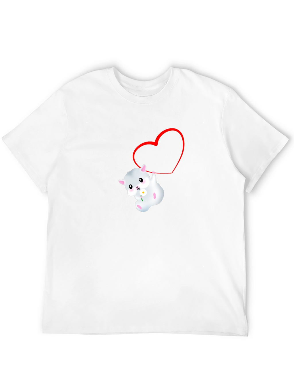 Cute Hamster Heart Graphic Black T-Shirt