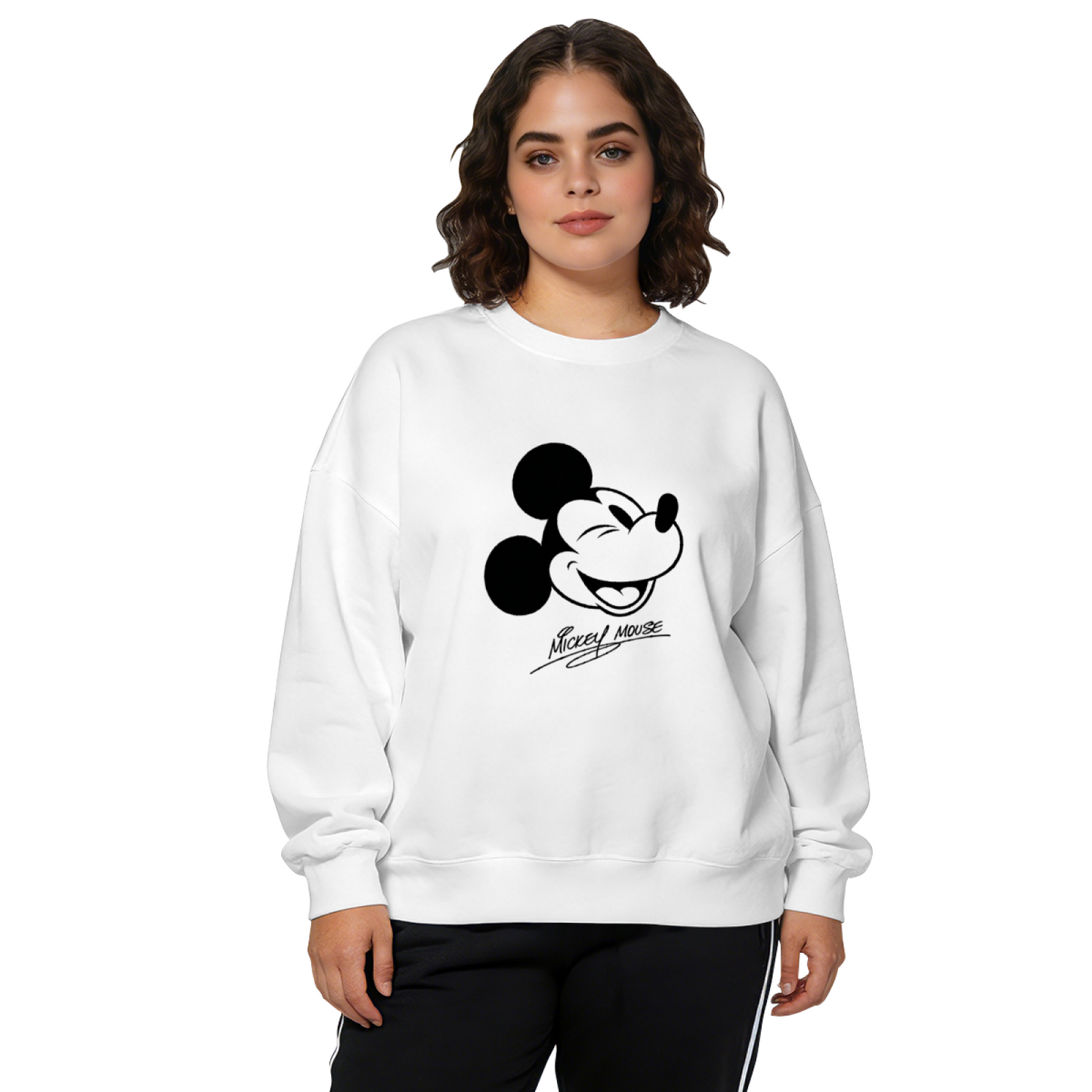 Winking Vintage Mickey Mouse Signature Crewneck Sweatshirt