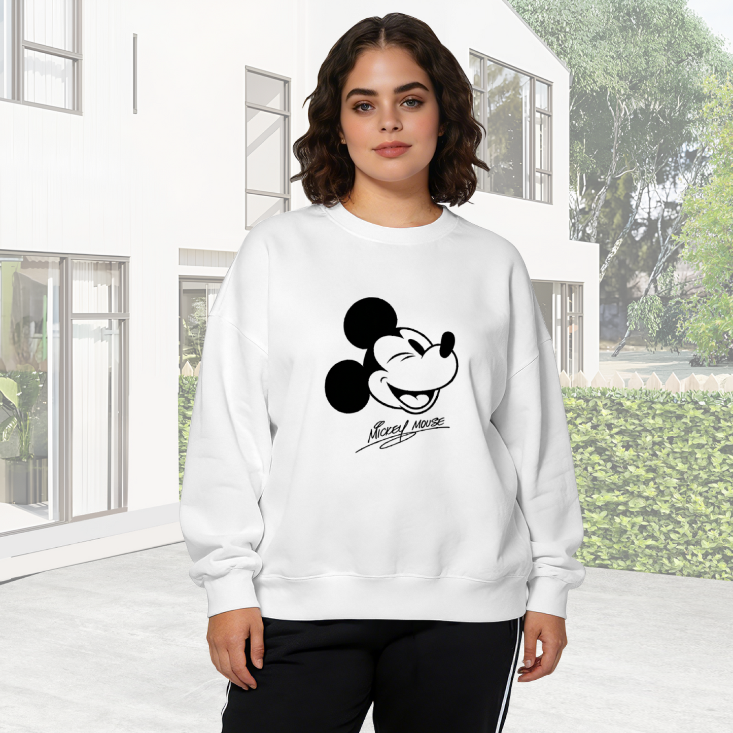 Winking Vintage Mickey Mouse Signature Crewneck Sweatshirt