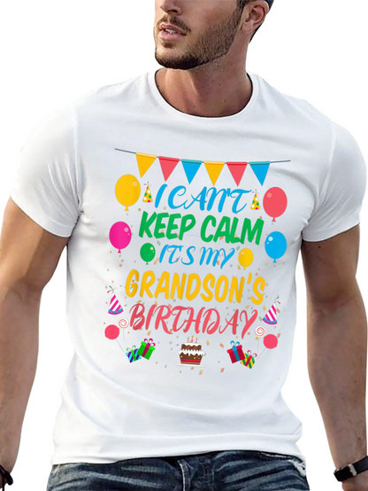 Grandson Birthday T-Shirt - Keep Calm Celebration Tee