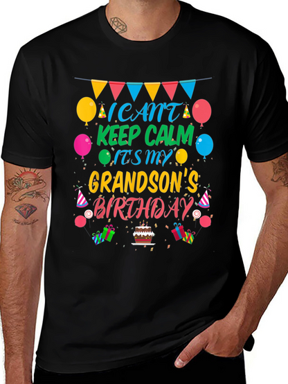 Grandson Birthday T-Shirt - Keep Calm Celebration Tee