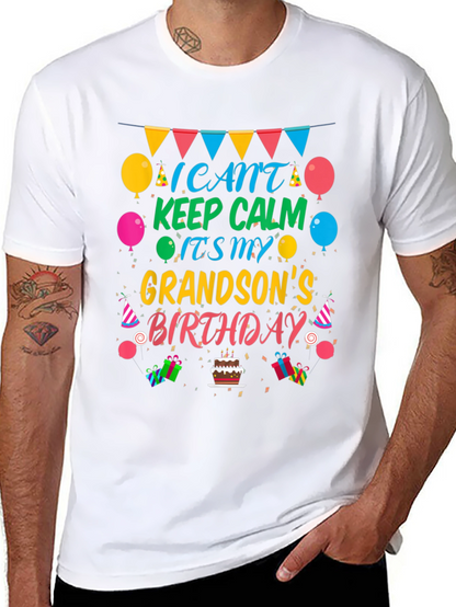 Grandson Birthday T-Shirt - Keep Calm Celebration Tee