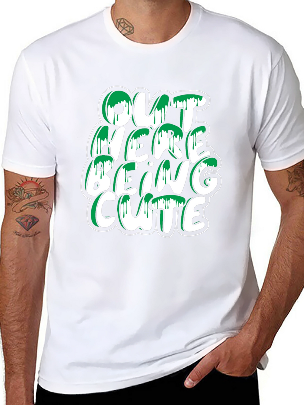 Out Here Being Cute T-Shirt - Stylish Black Tee
