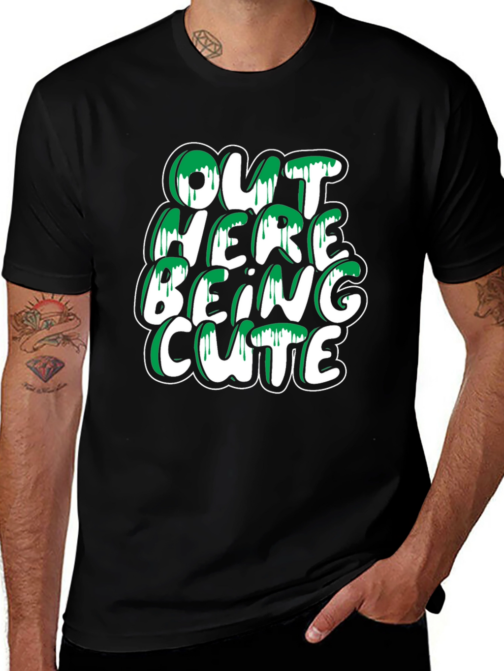Out Here Being Cute T-Shirt - Stylish Black Tee