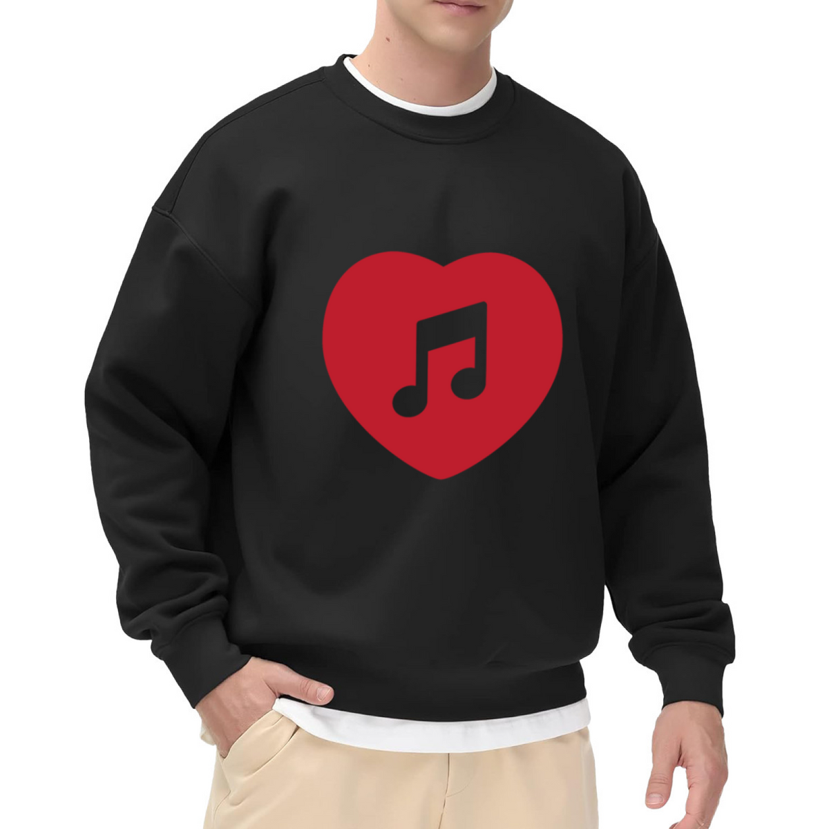 Music Notes Heart Crewneck Sweatshirt, Love Song Valentine Pullover, Music Lover Gift