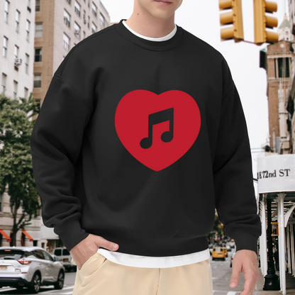 Music Notes Heart Crewneck Sweatshirt, Love Song Valentine Pullover, Music Lover Gift