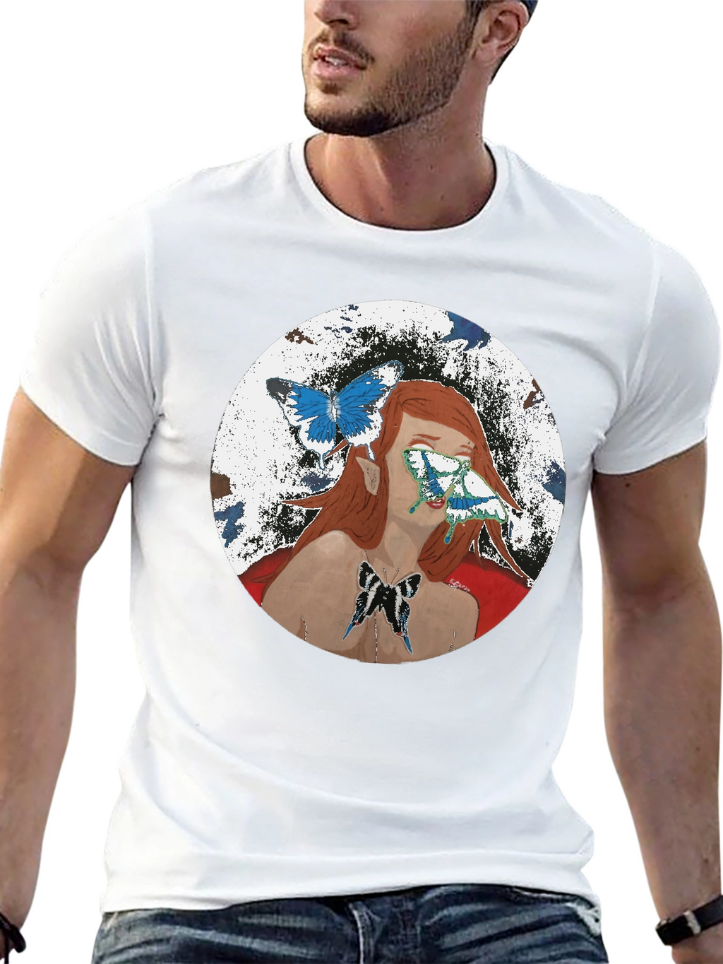 Butterfly Woman Graphic T-Shirt - Black