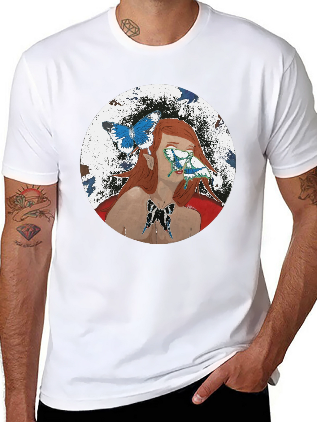 Butterfly Woman Graphic T-Shirt - Black