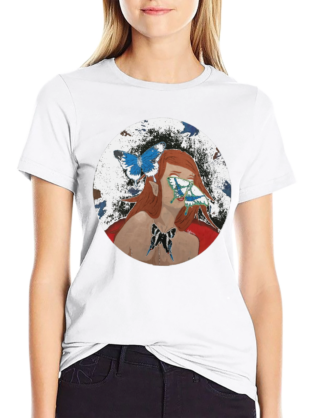 Butterfly Woman Graphic T-Shirt - Black
