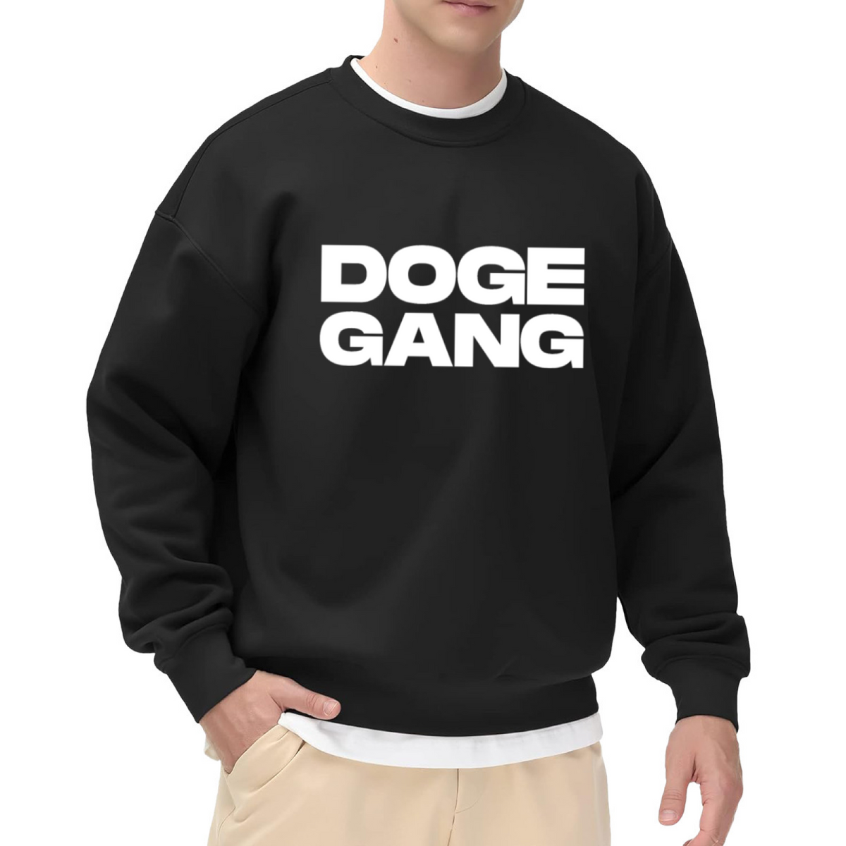 Doge Gang Sweatshirt | Minimalist Crypto Meme Graphic Crewneck, Dogecoin Fan Pullover Top, Crypto Gift for Investors Traders