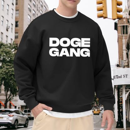 Doge Gang Sweatshirt | Minimalist Crypto Meme Graphic Crewneck, Dogecoin Fan Pullover Top, Crypto Gift for Investors Traders