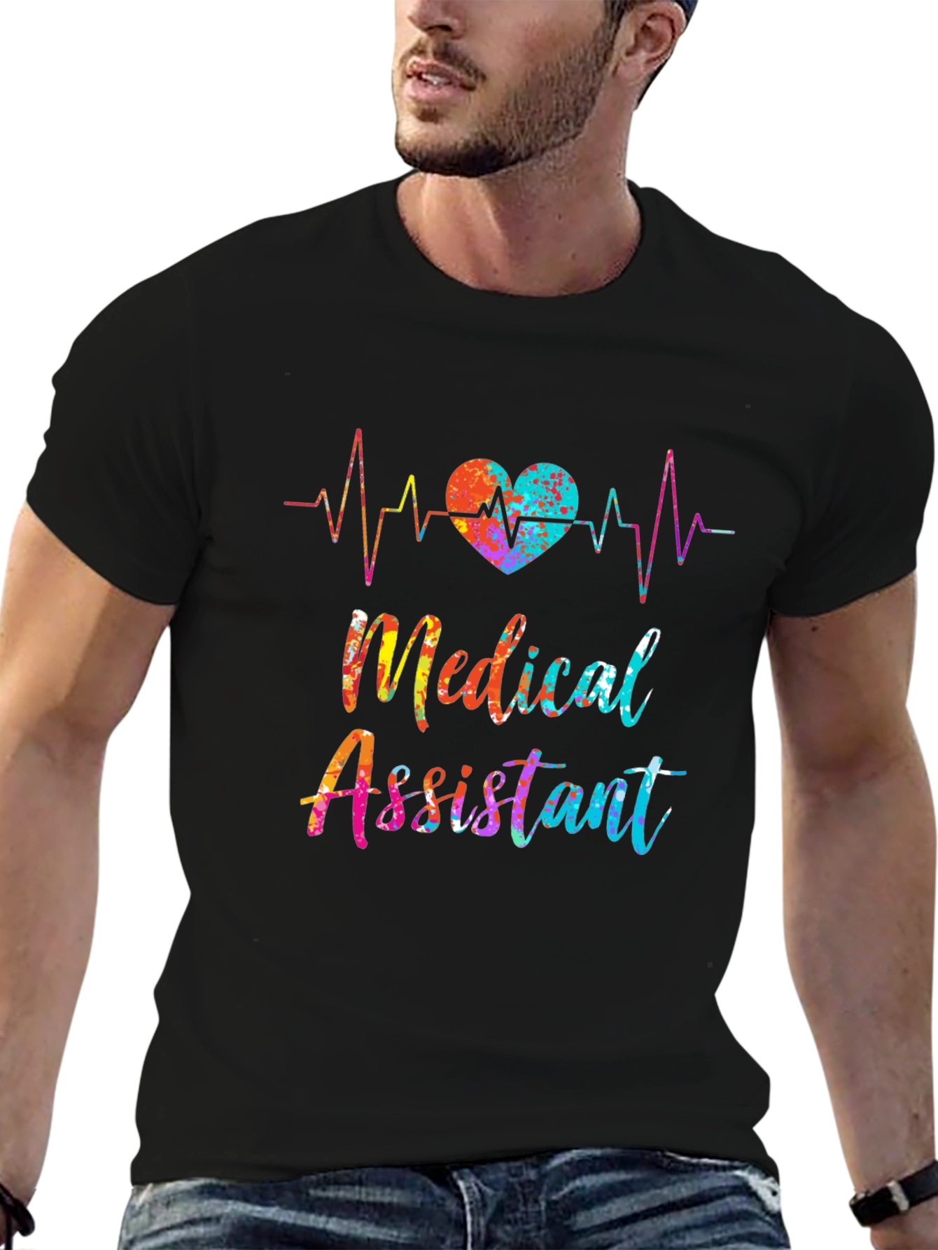 Medical Assistant Heartbeat T-Shirt - Colorful Design
