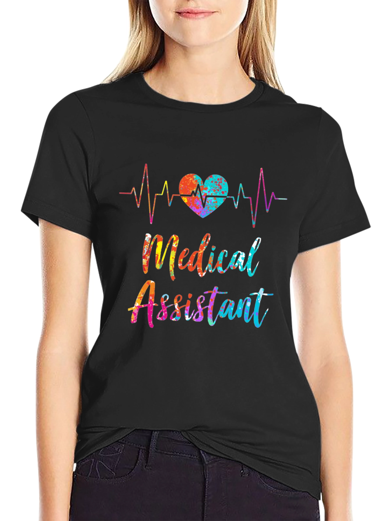 Medical Assistant Heartbeat T-Shirt - Colorful Design