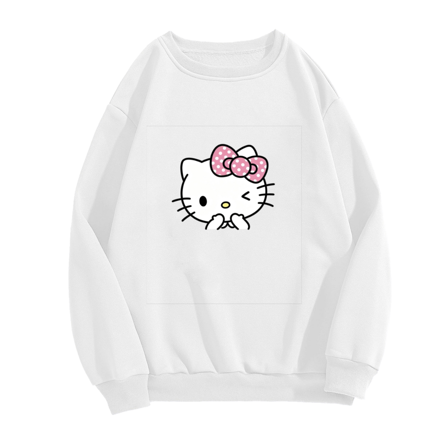 Adorable Wink Blowing Kiss Hello Kitty Crewneck Sweatshirt