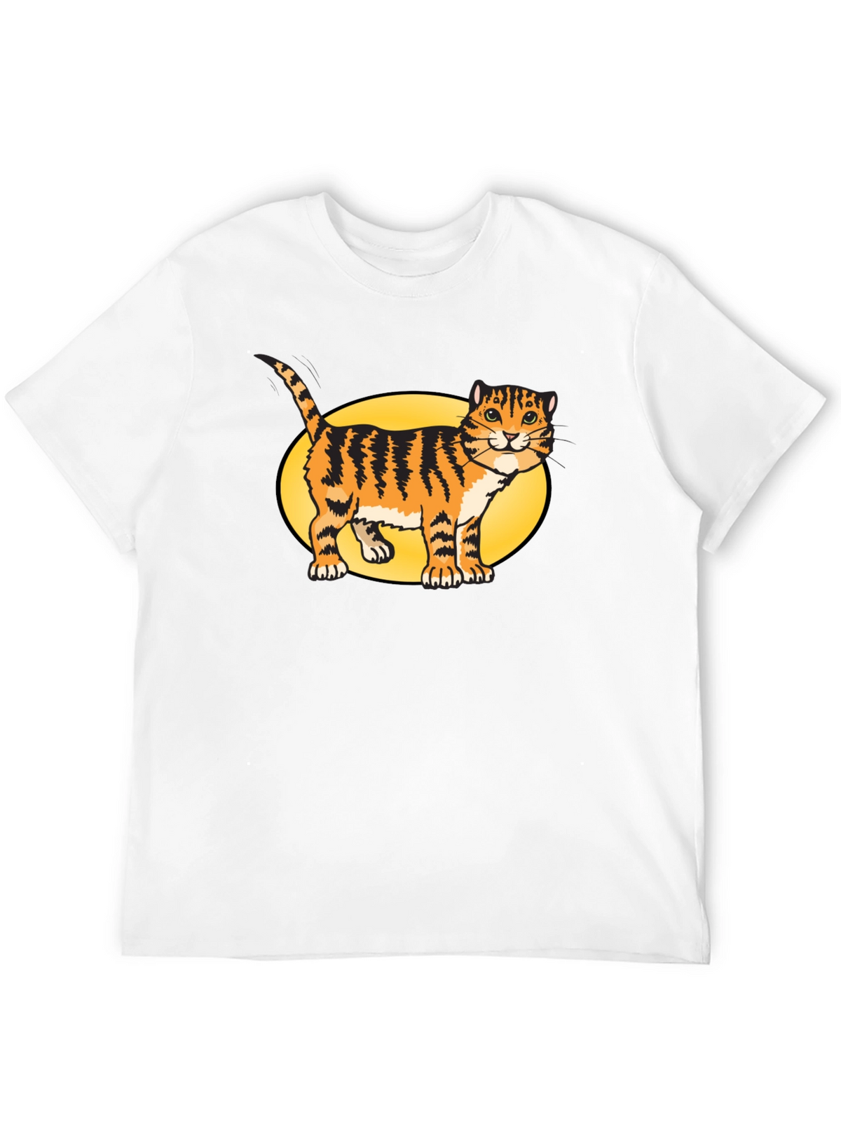 Black T-Shirt with Cartoon Cat Design