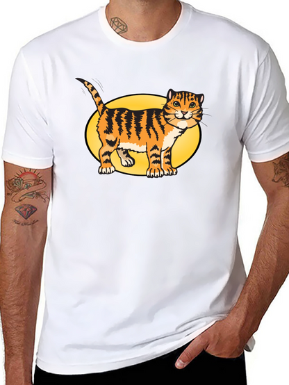 Black T-Shirt with Cartoon Cat Design