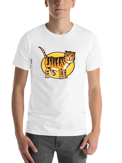 Black T-Shirt with Cartoon Cat Design
