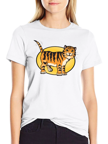 Black T-Shirt with Cartoon Cat Design