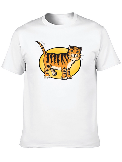 Black T-Shirt with Cartoon Cat Design