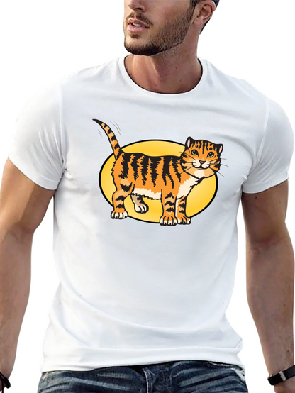 Black T-Shirt with Cartoon Cat Design