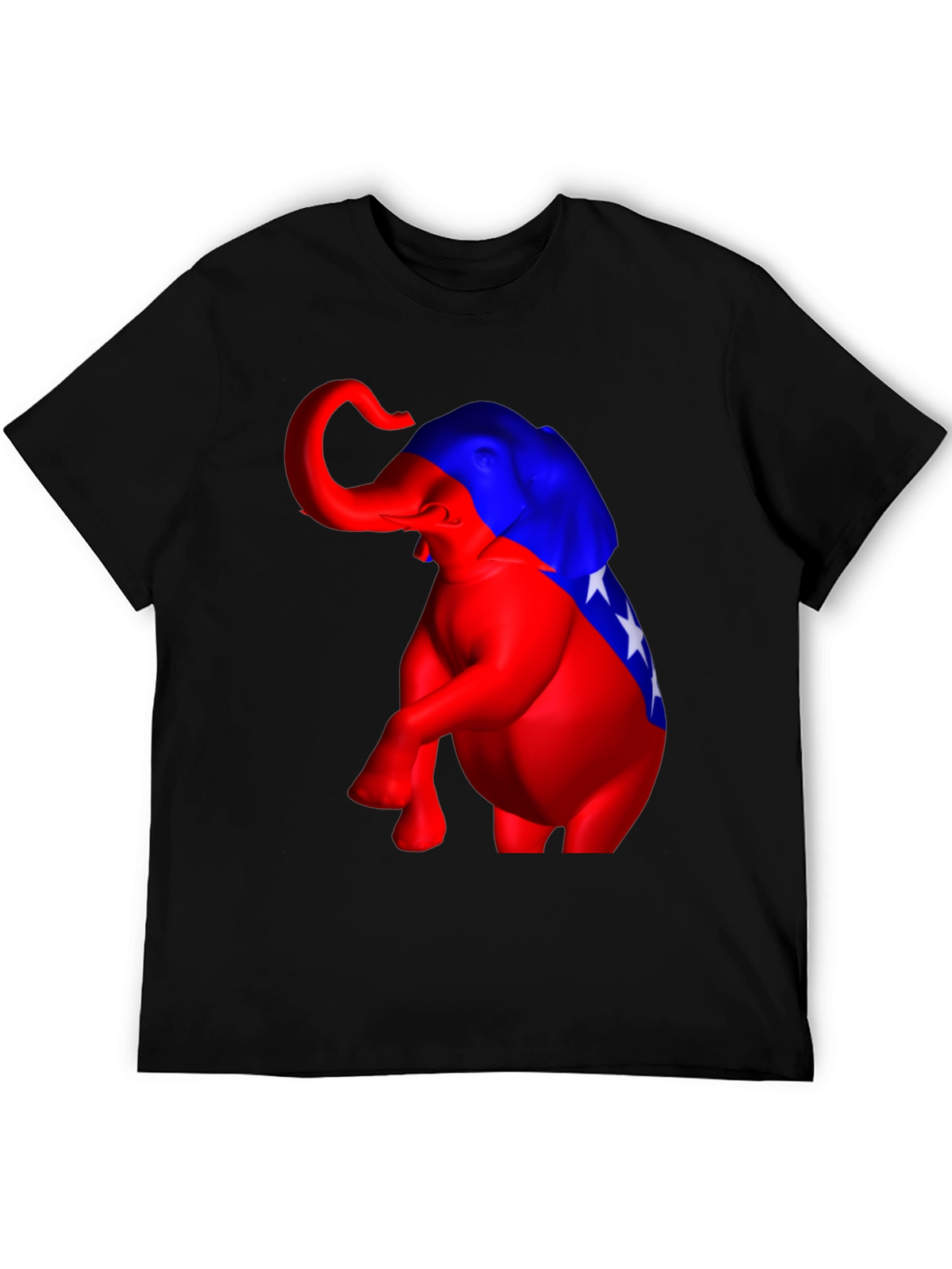 Political Elephant Graphic Tee - Black Cotton Blend