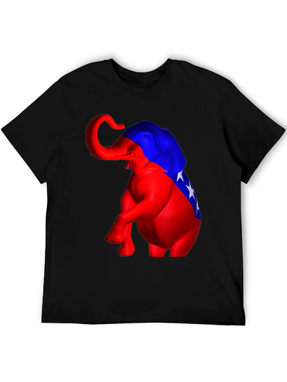 Political Elephant Graphic Tee - Black Cotton Blend