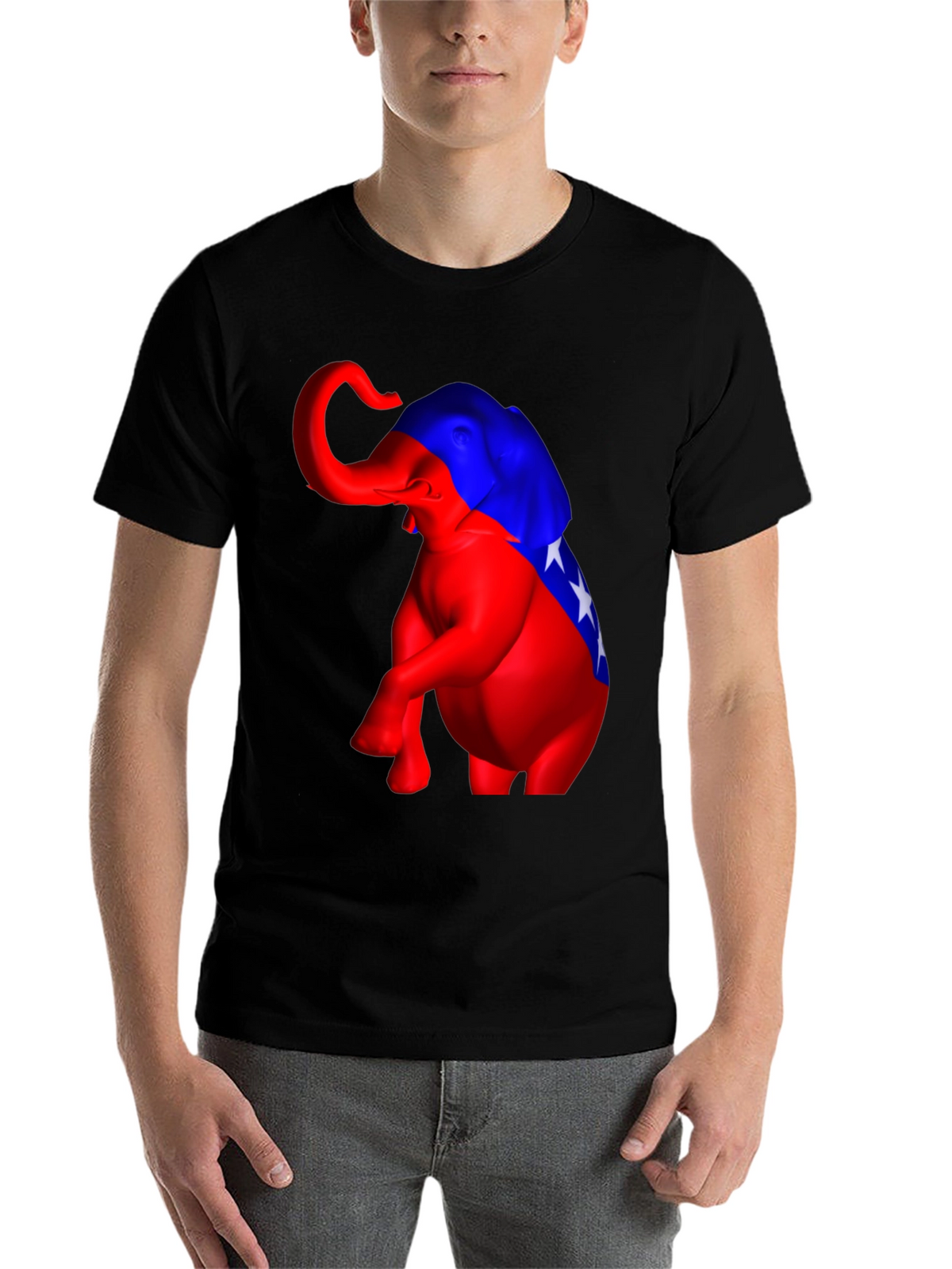 Political Elephant Graphic Tee - Black Cotton Blend