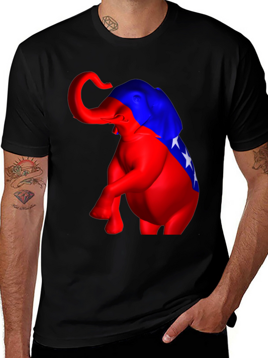 Political Elephant Graphic Tee - Black Cotton Blend