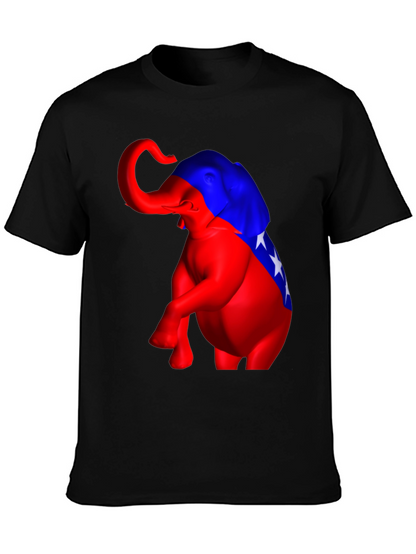 Political Elephant Graphic Tee - Black Cotton Blend