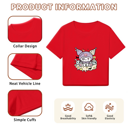 Halloween Clown Kuromi Red Cropped Top
