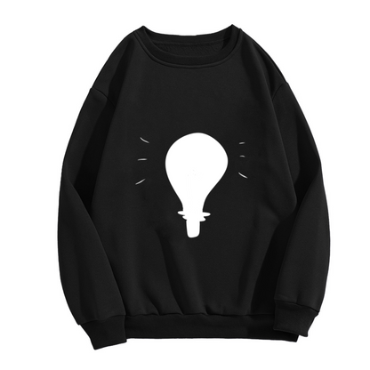 Bright Idea Lightbulb Crewneck Sweatshirt - Minimalist Graphic Design for Creative Thinkers