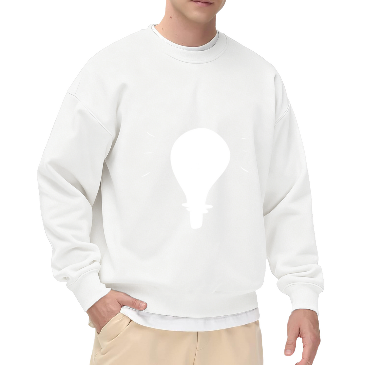 Bright Idea Lightbulb Crewneck Sweatshirt - Minimalist Graphic Design for Creative Thinkers