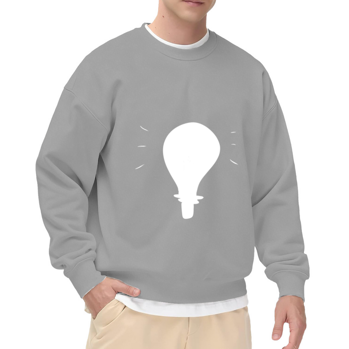 Bright Idea Lightbulb Crewneck Sweatshirt - Minimalist Graphic Design for Creative Thinkers