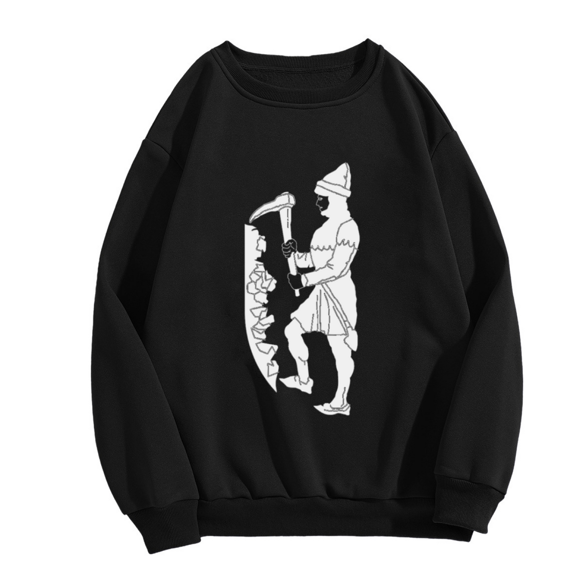 Miner Woodcut Crewneck Sweatshirt - Vintage Coal Miner Silhouette Pullover, Industrial Workwear Graphic, Hard Work Gift