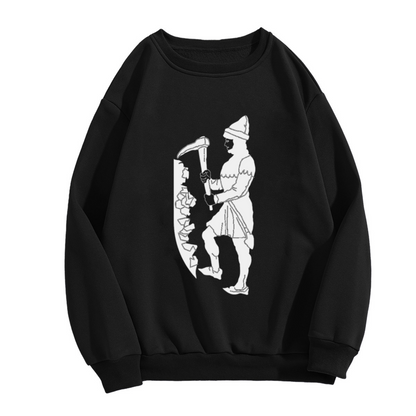 Miner Woodcut Crewneck Sweatshirt - Vintage Coal Miner Silhouette Pullover, Industrial Workwear Graphic, Hard Work Gift