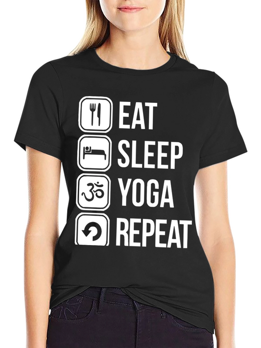Eat Sleep Yoga Repeat Black T-Shirt