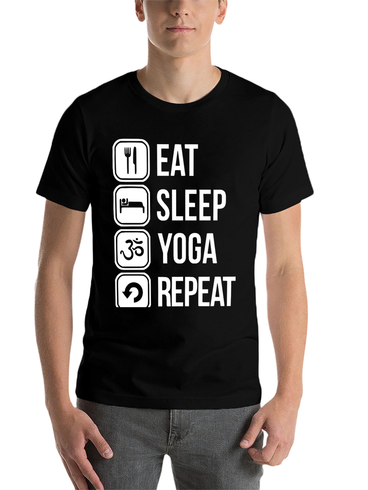 Eat Sleep Yoga Repeat Black T-Shirt