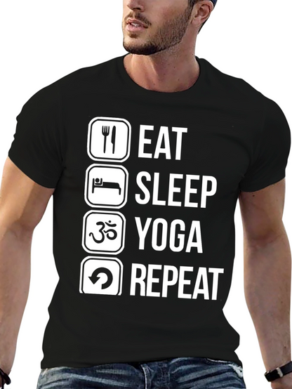 Eat Sleep Yoga Repeat Black T-Shirt
